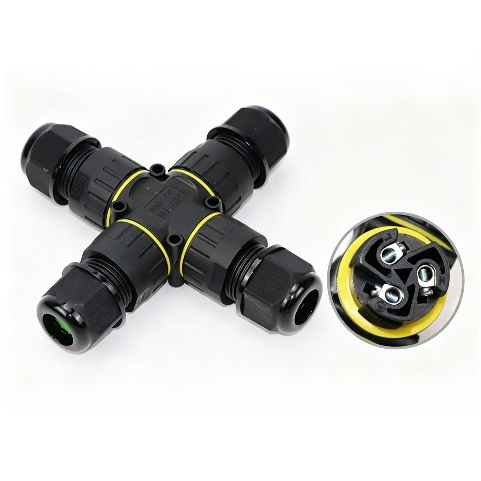IP68 4方向クロス防水コネクタ、2/3ピンネジ端子アダプ - Outdoor Lighting Junction のレビューと価格
