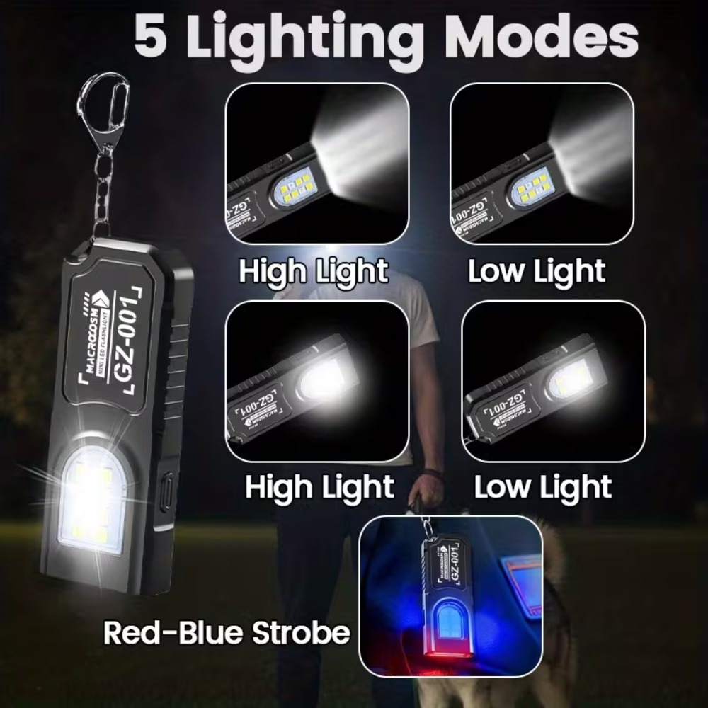 ミニ COB LED キーホルダー懐中電灯 USB 充電式ト - Outdoor Lighting Lumen のレビューと価格
